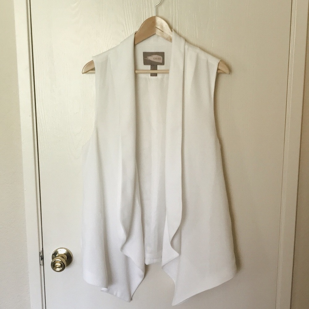 White Sleeveless Blazer Style Vest Forever21